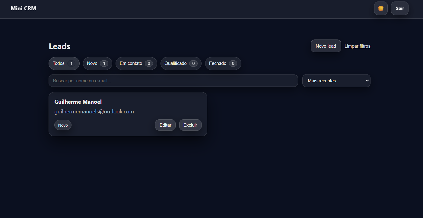 Preview do Mini CRM Leads v2